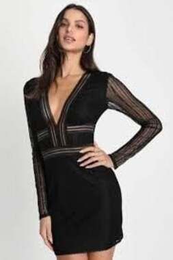 Lulus Casita Black Lace Long Sleeve Mini Dress